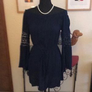Indulge Off Shoulders Navy Kimono  Sleeve Dress